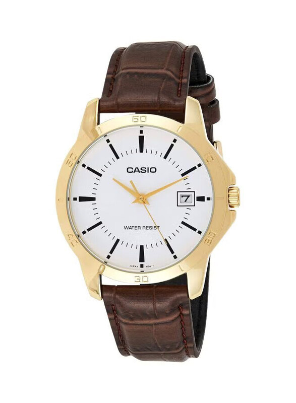 Casio Analog Watch for Men with Leather Band & Date Display, Water Resistance, MTP-V004GL-9A, Brown-Beige
Casio Analog Watch for Men with Leather Band & Date Display, Water Resistance, MTP-V004GL-9A, Brown-Beige