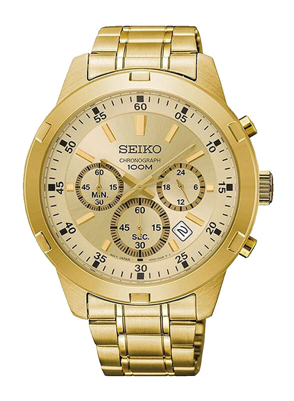 Seiko Analog Watch for Men with Stainless Steel Band, Water Resistant & Chronograph, SKS610P1, Gold
Seiko Analog Watch for Men with Stainless Steel Band, Water Resistant & Chronograph, SKS610P1, Gold