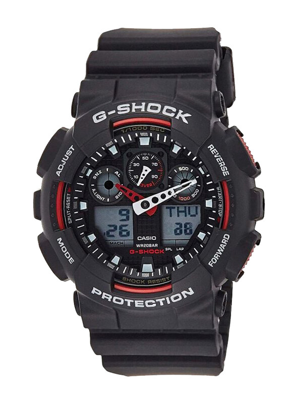 G-Shock Analog + Digital Watch for Men with Resin Band and Water Resistant, GA-100-1A4, Black
G-Shock Analog + Digital Watch for Men with Resin Band and Water Resistant, GA-100-1A4, Black