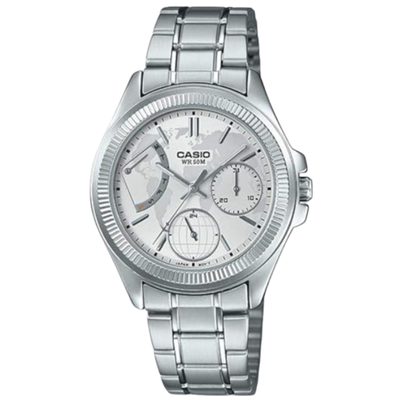 Casio Analog Watch for Women with Stainless Steel Band, Water Resistant and Chronograph, LTP-2089D-7A2VDF, Silver-Silver
Casio Analog Watch for Women with Stainless Steel Band, Water Resistant and Chronograph, LTP-2089D-7A2VDF, Silver-Silver