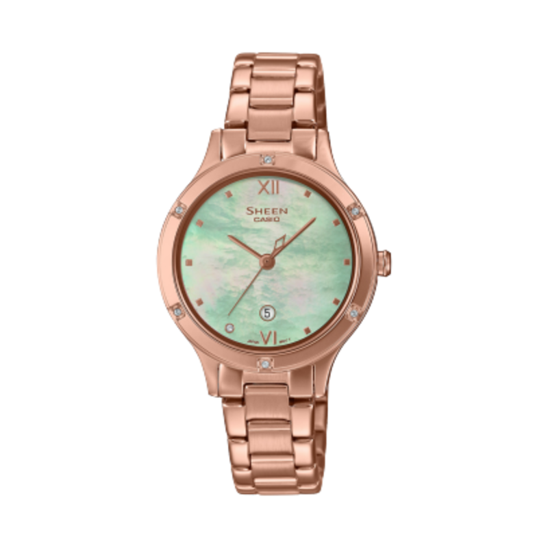 Casio Sheen Analog Watch for Women with Stainless Steel Band, Water Resistant, SHE-4546PG-3A, Rose Gold-Green
Casio Sheen Analog Watch for Women with Stainless Steel Band, Water Resistant, SHE-4546PG-3A, Rose Gold-Green