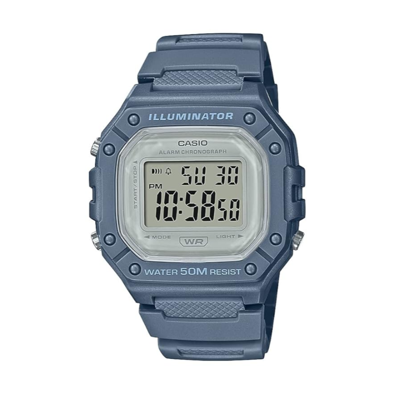 Casio Standard Series Digital Watch for Men with Plastic Band, Water Resistant, W-218HC-2AVDF, Blue-Grey
Casio Standard Series Digital Watch for Men with Plastic Band, Water Resistant, W-218HC-2AVDF, Blue-Grey
