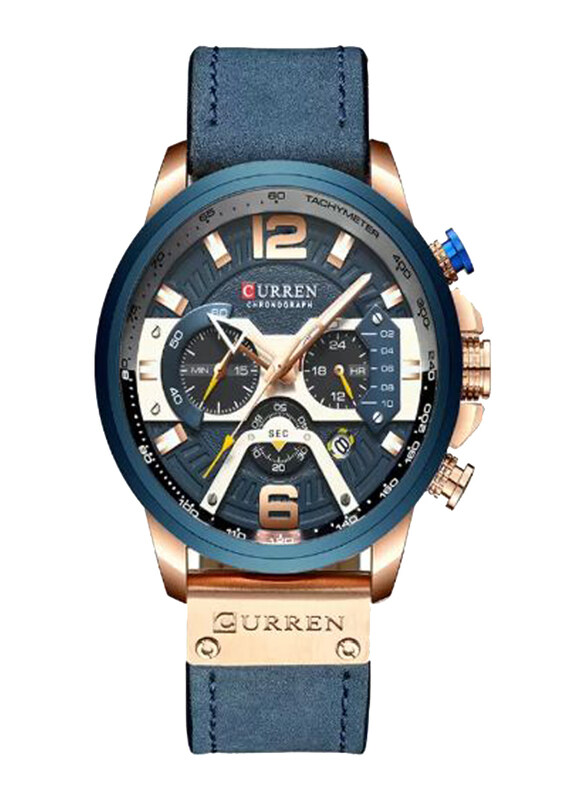 Curren Analog Watch for Men with Leather Band, Water Resistant and Chronograph, 8329, Blue-Blue
Curren Analog Watch for Men with Leather Band, Water Resistant and Chronograph, 8329, Blue-Blue