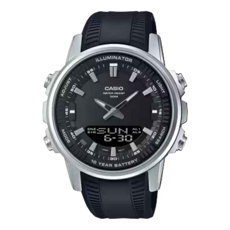 Casio Enticer Analog/Digital Watch for Men with Resin Band, Water Resistant, AMW-840-7AVDF, Black-White
Casio Enticer Analog/Digital Watch for Men with Resin Band, Water Resistant, AMW-840-7AVDF, Black-White
