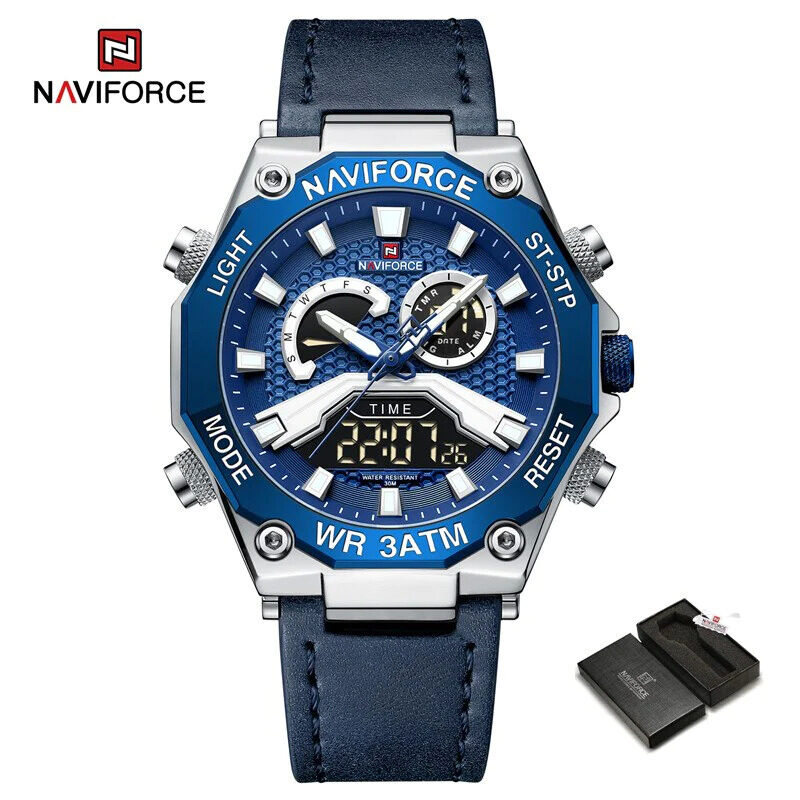 Naviforce Analog/Digital Watch for Men with Leather Band, Water Resistant and Chronograph, NF9220, Blue-Blue
Naviforce Analog/Digital Watch for Men with Leather Band, Water Resistant and Chronograph, NF9220, Blue-Blue