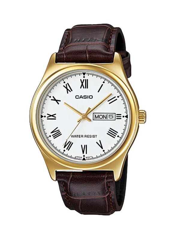 Casio Analog Watch for Men with Leather Band, Water Resistance, MTP-V006GL-7B, Brown-Gold
Casio Analog Watch for Men with Leather Band, Water Resistance, MTP-V006GL-7B, Brown-Gold
