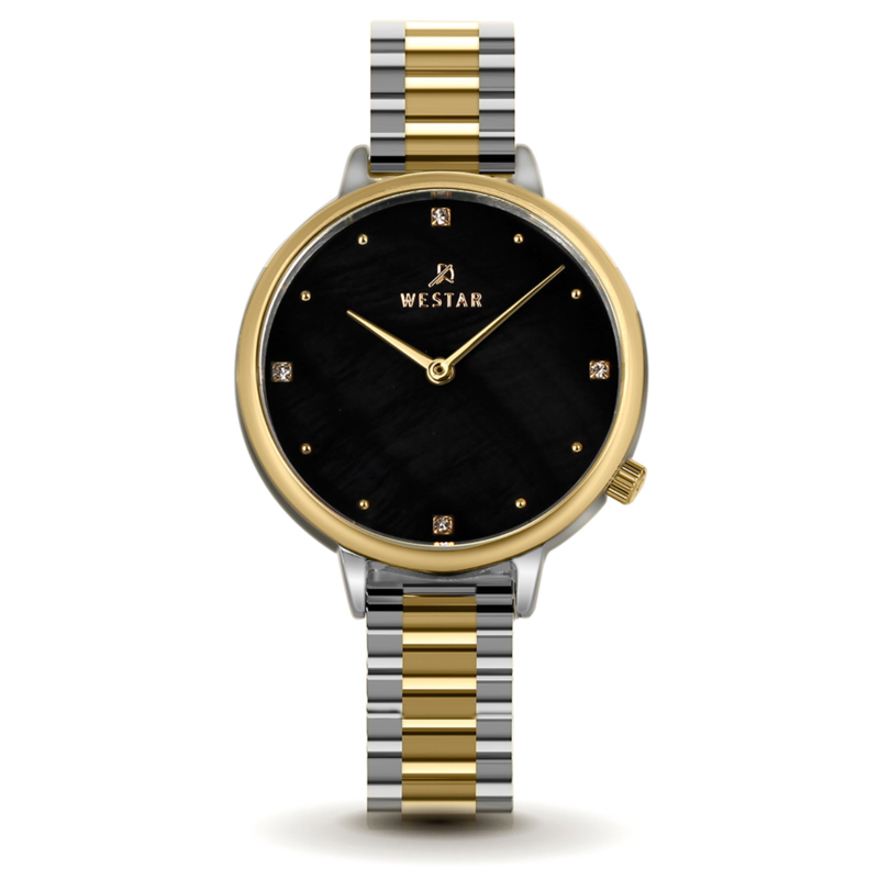 Westar Analog Watch for Women with Stainless Steel Band, Water Resistant, 00135CBN113, Silver/gold-Black
Westar Analog Watch for Women with Stainless Steel Band, Water Resistant, 00135CBN113, Silver/gold-Black