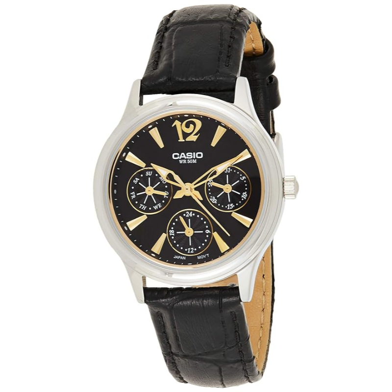 Casio Analog Watch for Women with Leather Band, Water Resistant and Chronograph, LTP-2085L-1AVDF, Black-Black
Casio Analog Watch for Women with Leather Band, Water Resistant and Chronograph, LTP-2085L-1AVDF, Black-Black