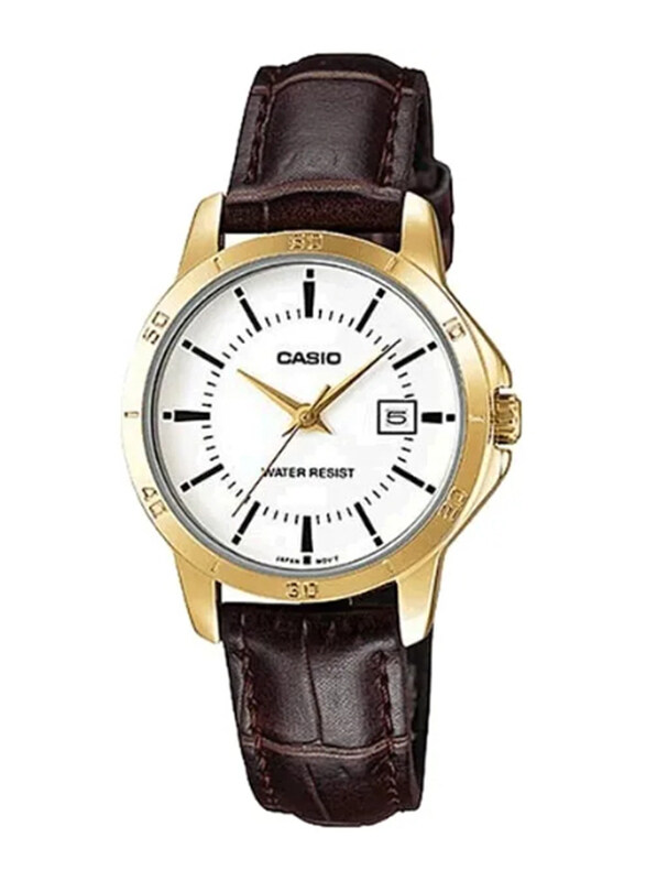 Casio Analog Watch for Women with Leather Band, Water Resistant, LTP-V004GL-7AUDF, Brown-White
Casio Analog Watch for Women with Leather Band, Water Resistant, LTP-V004GL-7AUDF, Brown-White