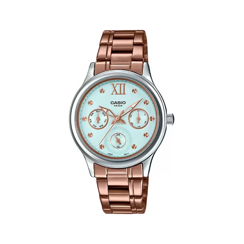 Casio Enticer Analog Watch for Women with Stainless Steel Band, Water Resistant and Chronograph, LTP-E306RG-2AVDF, Rose Gold-Green
Casio Enticer Analog Watch for Women with Stainless Steel Band, Water Resistant and Chronograph, LTP-E306RG-2AVDF, Rose Gold-Green