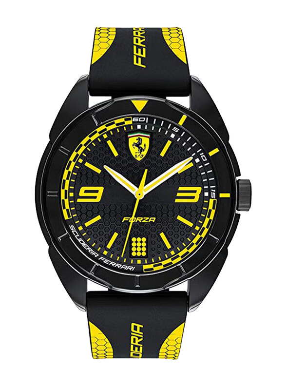 Scuderia Ferrari Analog Watch for Men with Silicone Band, 830516, Black-Yellow/Black
Scuderia Ferrari Analog Watch for Men with Silicone Band, 830516, Black-Yellow/Black