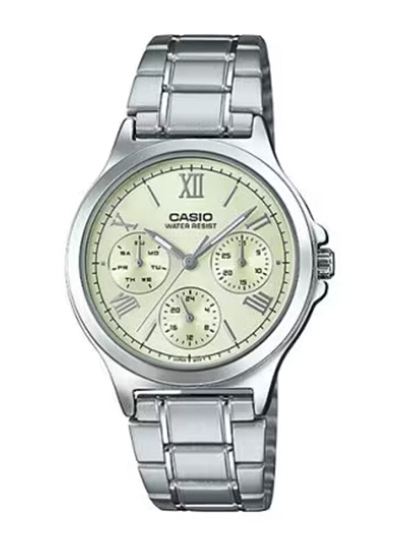 Casio Analog Watch for Women with Stainless Steel Band, Water Resistant and Chronograph, LTP-V300D-9A1UDF, Silver-Yellow
Casio Analog Watch for Women with Stainless Steel Band, Water Resistant and Chronograph, LTP-V300D-9A1UDF, Silver-Yellow