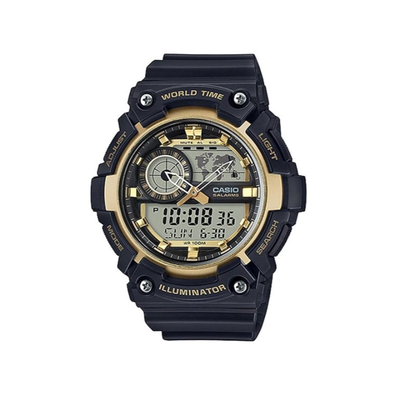 Casio Youth Series Analog/Digital Watch for Men with Resin Band, Water Resistant, AEQ-200W-9AVDF, Black-Multicolour
Casio Youth Series Analog/Digital Watch for Men with Resin Band, Water Resistant, AEQ-200W-9AVDF, Black-Multicolour
