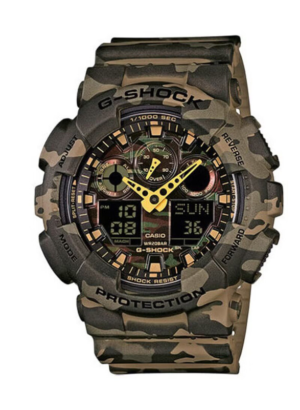Casio G-Shock Analog + Digital Quartz Watch for Men with Synthetic Band, Water Resistant, GA-100CM-5AER, Camouflage-Multicolour
Casio G-Shock Analog + Digital Quartz Watch for Men with Synthetic Band, Water Resistant, GA-100CM-5AER, Camouflage-Multicolour