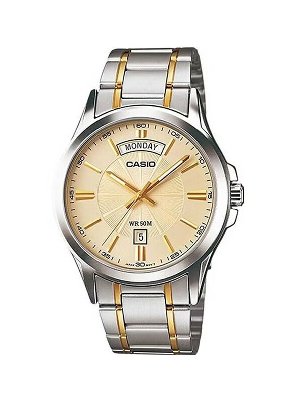 Casio Analog Watch for Men with Stainless Steel Band & Date Display, Water Resistance, MTP-1381G-9AV, Silver/Gold-Yellow
Casio Analog Watch for Men with Stainless Steel Band & Date Display, Water Resistance, MTP-1381G-9AV, Silver/Gold-Yellow