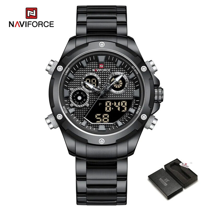 Naviforce Analog/Digital Watch for Men with Stainless Steel Band, Water Resistant and Chronograph, NF9217, Black-Black
Naviforce Analog/Digital Watch for Men with Stainless Steel Band, Water Resistant and Chronograph, NF9217, Black-Black