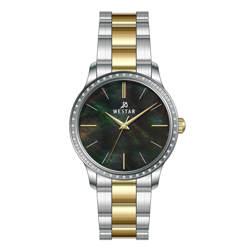 Westar Analog Watch for Women with Stainless Steel Band, Water Resistant, 00136CBN113, Silver/gold-Black
Westar Analog Watch for Women with Stainless Steel Band, Water Resistant, 00136CBN113, Silver/gold-Black