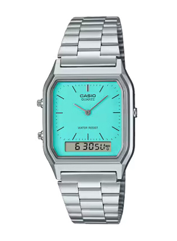 Casio Analog/Digital Unisex Watch with Stainless Steel Band, Water Resistant, AQ-230A-2A2MQYDF, Silver-Turquoise
Casio Analog/Digital Unisex Watch with Stainless Steel Band, Water Resistant, AQ-230A-2A2MQYDF, Silver-Turquoise