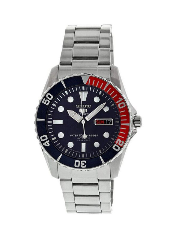 Seiko Analog Watch for Men with Stainless Steel Band and Water Resistant, SNZF15J1, Silver-Blue/Red
Seiko Analog Watch for Men with Stainless Steel Band and Water Resistant, SNZF15J1, Silver-Blue/Red