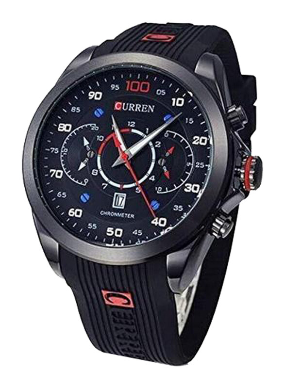 Curren Analog Watch for Men with Silicone Band, Water Resistant and Chronograph, 8166, Black-Black
Curren Analog Watch for Men with Silicone Band, Water Resistant and Chronograph, 8166, Black-Black