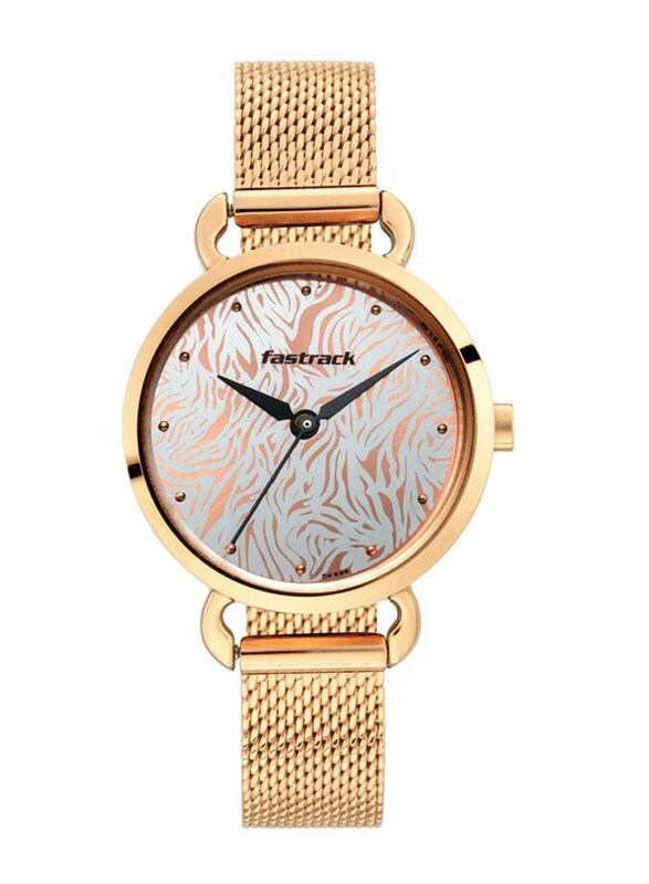 Fastrack Animal Print Analog Watch for Women with Stainless Steel Band, Water Resistant, 6221WM01, Gold-White/Gold
Fastrack Animal Print Analog Watch for Women with Stainless Steel Band, Water Resistant, 6221WM01, Gold-White/Gold