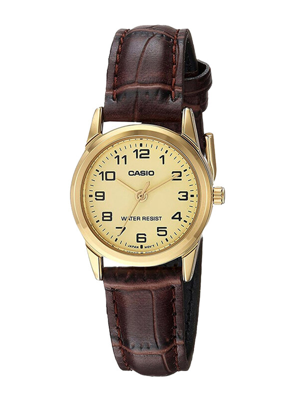 Casio Analog Watch for Women with Leather Band, Water Resistant, LTP-V001GL-9BUDF, Brown-Gold
Casio Analog Watch for Women with Leather Band, Water Resistant, LTP-V001GL-9BUDF, Brown-Gold