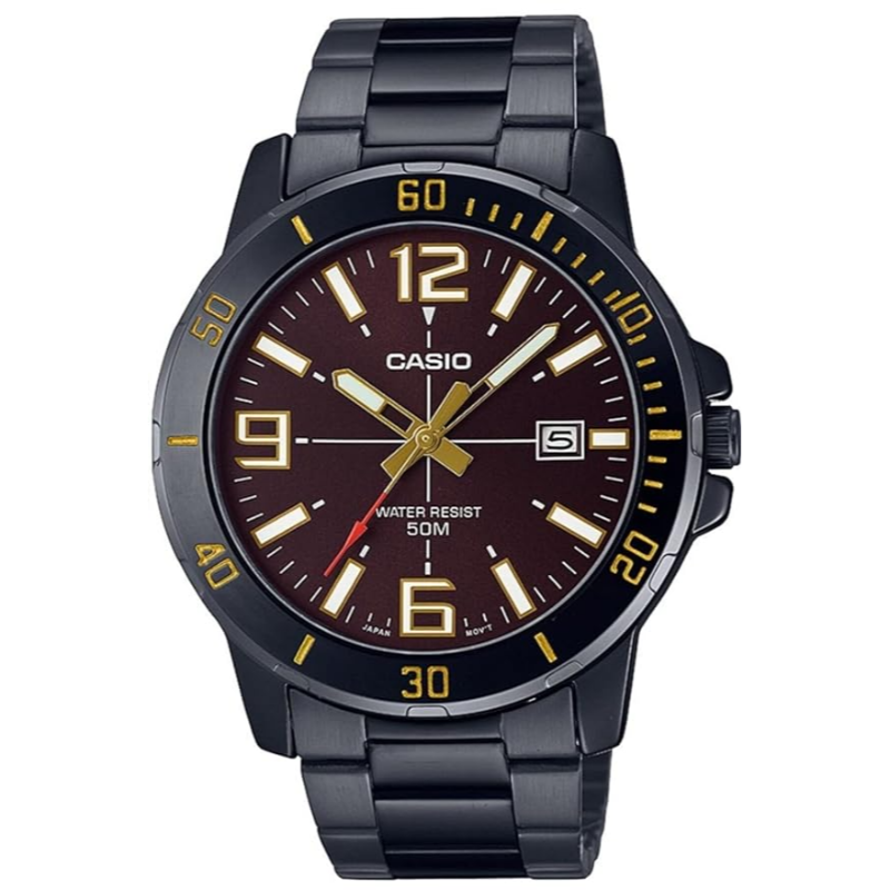 Casio Standard Analog Watch for Men with Stainless Steel Band, Water Resistant, MTP-VD01B-5BVUDF, Black-Brown
Casio Standard Analog Watch for Men with Stainless Steel Band, Water Resistant, MTP-VD01B-5BVUDF, Black-Brown