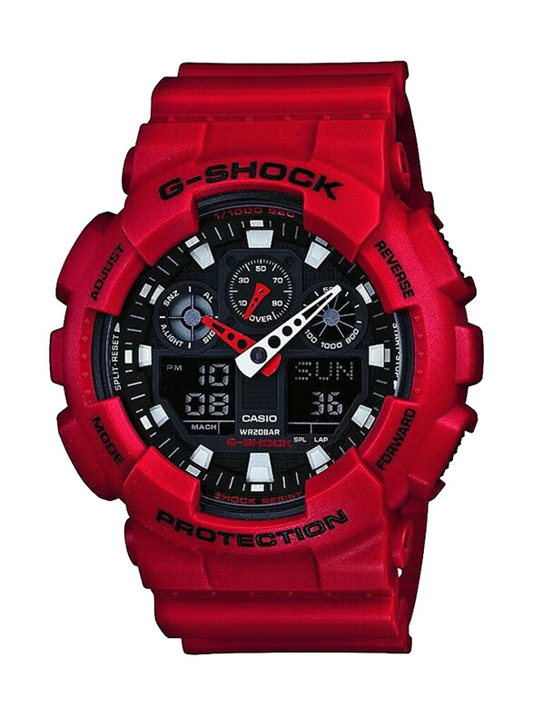 G-Shock Analog + Digital Wrist Watch for Men with Resin Band, Water Resistant, GA-100B-4A, Red-Black
G-Shock Analog + Digital Wrist Watch for Men with Resin Band, Water Resistant, GA-100B-4A, Red-Black