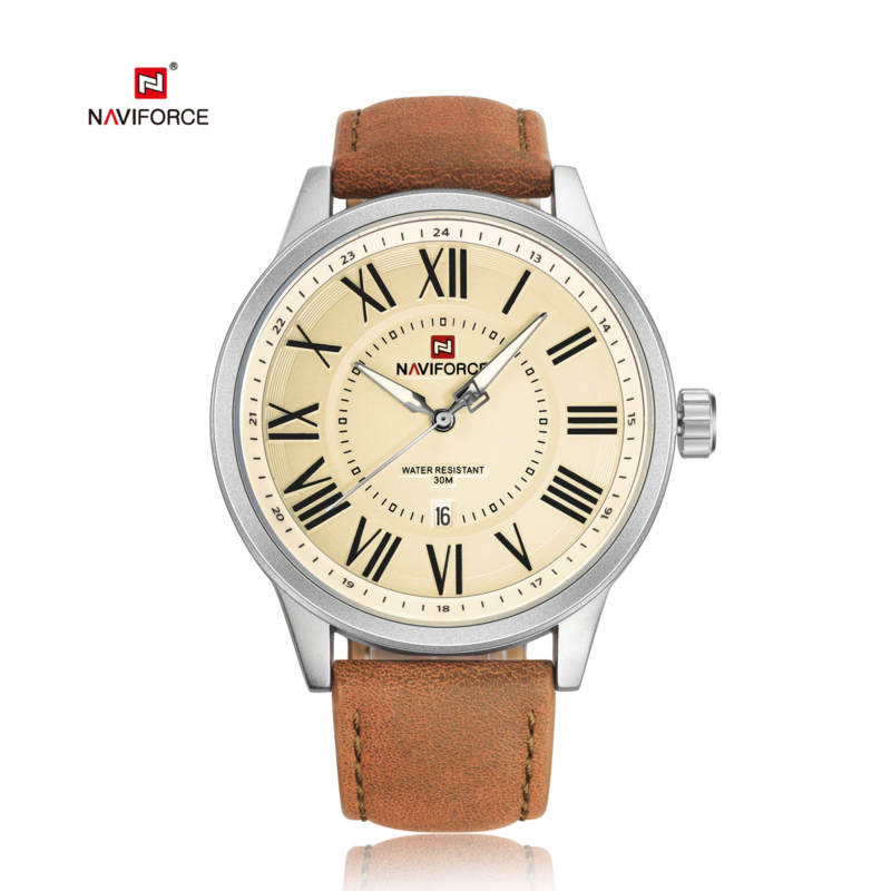 Naviforce Analog Watch for Men with Leather Band, Water Resistant, NF9126, Brown-Beige
Naviforce Analog Watch for Men with Leather Band, Water Resistant, NF9126, Brown-Beige