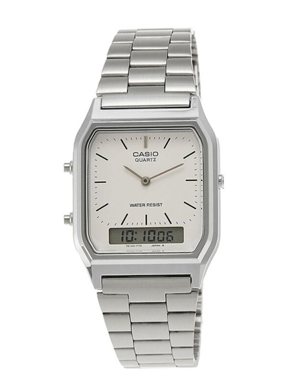 Casio Vintage Analog + Digital Wrist Watch for Men with Stainless Steel Band, Water Resistant, AQ-230A-7DMQ, Silver-White
Casio Vintage Analog + Digital Wrist Watch for Men with Stainless Steel Band, Water Resistant, AQ-230A-7DMQ, Silver-White
