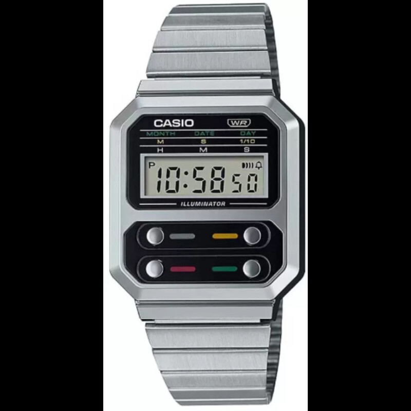 Casio Vintage Digital Unisex Watch with Stainless Steel Band, Water Resistant, A100WE-1ADF, Silver-Black
Casio Vintage Digital Unisex Watch with Stainless Steel Band, Water Resistant, A100WE-1ADF, Silver-Black