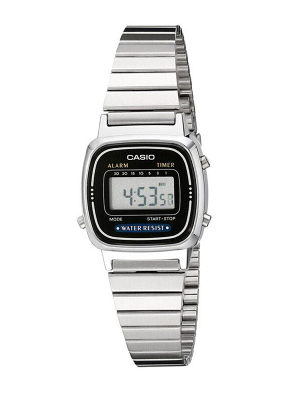 Casio Digital Watch for Women with Stainless Steel Band, Water Resistant, LA-670WA-1D, Silver-Black/Grey
Casio Digital Watch for Women with Stainless Steel Band, Water Resistant, LA-670WA-1D, Silver-Black/Grey