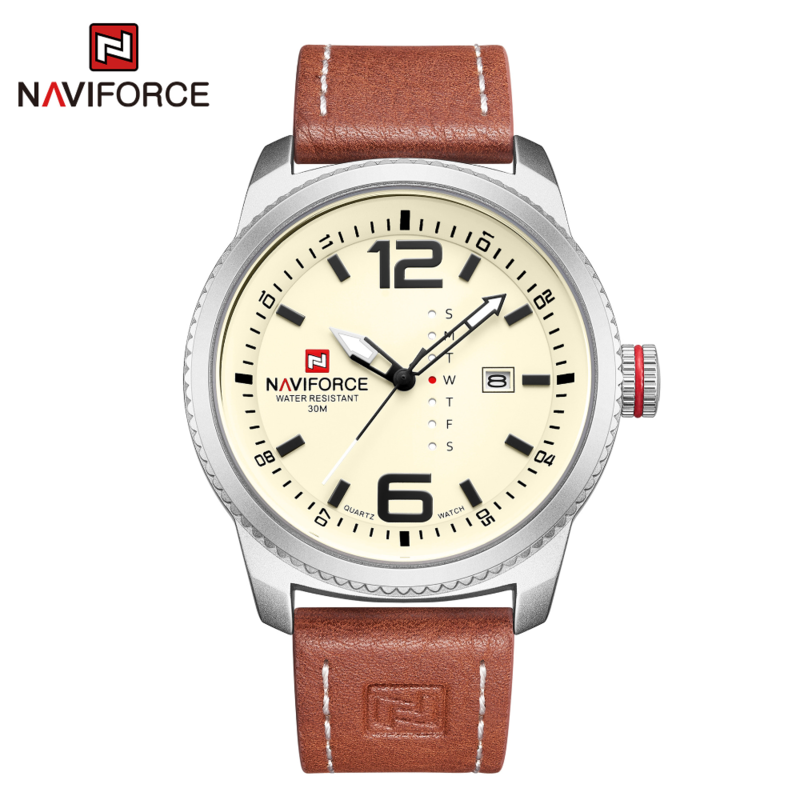 Naviforce Analog Watch for Men with Leather Band, Water Resistant, NF9063, Brown-Beige
Naviforce Analog Watch for Men with Leather Band, Water Resistant, NF9063, Brown-Beige