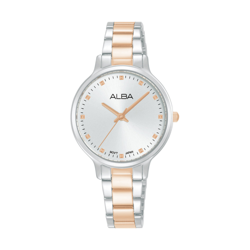 Alba Analog Watch for Women with Stainless Steel Band, Water Resistant, ARX145X1, Silver/rose Gold-Silver
Alba Analog Watch for Women with Stainless Steel Band, Water Resistant, ARX145X1, Silver/rose Gold-Silver