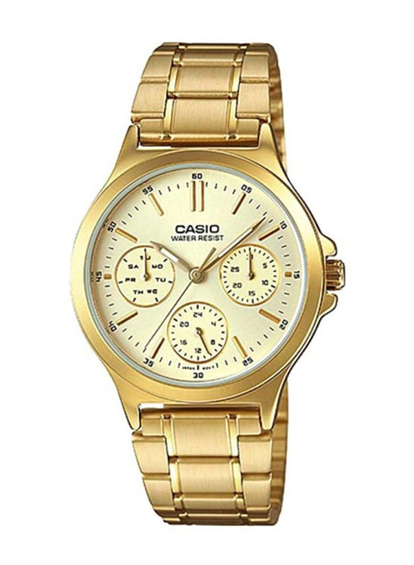 Casio Analog Watch for Women with Stainless Steel Band, Water Resistant and Chronograph, LTP-V300G-9A, Gold
Casio Analog Watch for Women with Stainless Steel Band, Water Resistant and Chronograph, LTP-V300G-9A, Gold