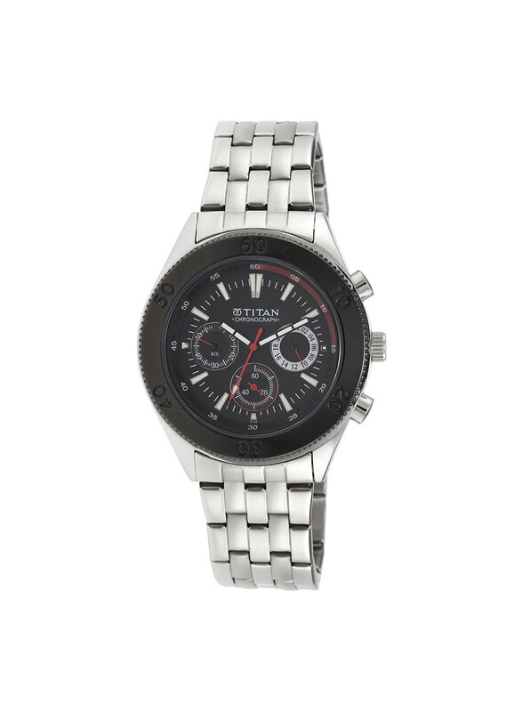 Titan Analog Watch for Men with Stainless Steel Band, Chronograph, 9324KM01, Black-Silver
Titan Analog Watch for Men with Stainless Steel Band, Chronograph, 9324KM01, Black-Silver