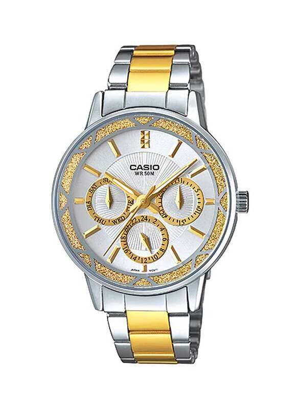Casio Enticer Analog Watch for Men with Stainless Steel Band, Water Resistant and Chronograph, LTP-2087SG-7AVDF, Silver/Gold
Casio Enticer Analog Watch for Men with Stainless Steel Band, Water Resistant and Chronograph, LTP-2087SG-7AVDF, Silver/Gold