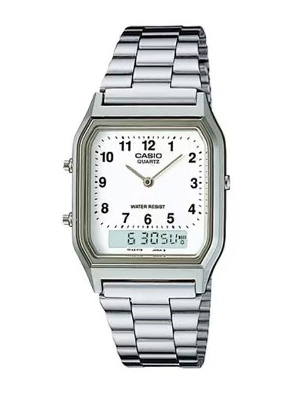 Casio Analog/Digital Unisex Watch with Stainless Steel Band, Water Resistant, AQ-230A-7BMQ, Silver-White
Casio Analog/Digital Unisex Watch with Stainless Steel Band, Water Resistant, AQ-230A-7BMQ, Silver-White