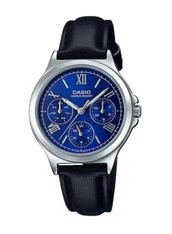 Casio Analog Watch for Women with Leather Band, Water Resistant and Chronograph, LTP-V300L-2A2UDF, Black-Blue
Casio Analog Watch for Women with Leather Band, Water Resistant and Chronograph, LTP-V300L-2A2UDF, Black-Blue