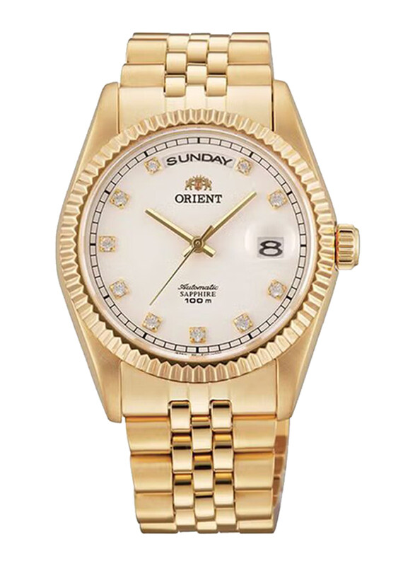 Orient Analog Watch for Men with Stainless Steel Band, Water Resistant, SEV0J001W KW1869, Gold-White
Orient Analog Watch for Men with Stainless Steel Band, Water Resistant, SEV0J001W KW1869, Gold-White