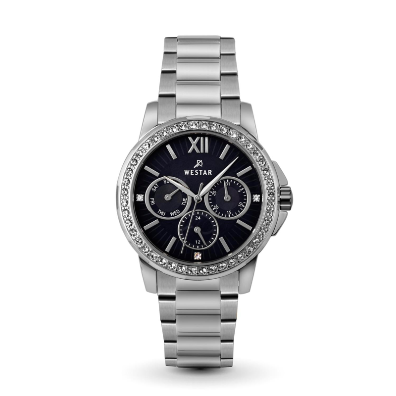 Westar Analog Watch for Women with Stainless Steel Band, Water Resistant and Chronograph, 00155STN113, Silver-Black
Westar Analog Watch for Women with Stainless Steel Band, Water Resistant and Chronograph, 00155STN113, Silver-Black