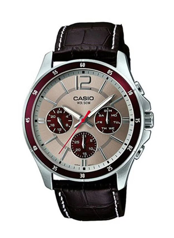 Casio Analog Watch for Men with Leather Band, Water Resistant and Chronograph, MTP-1374L-7A1VDF, Brown-Multicolour
Casio Analog Watch for Men with Leather Band, Water Resistant and Chronograph, MTP-1374L-7A1VDF, Brown-Multicolour
