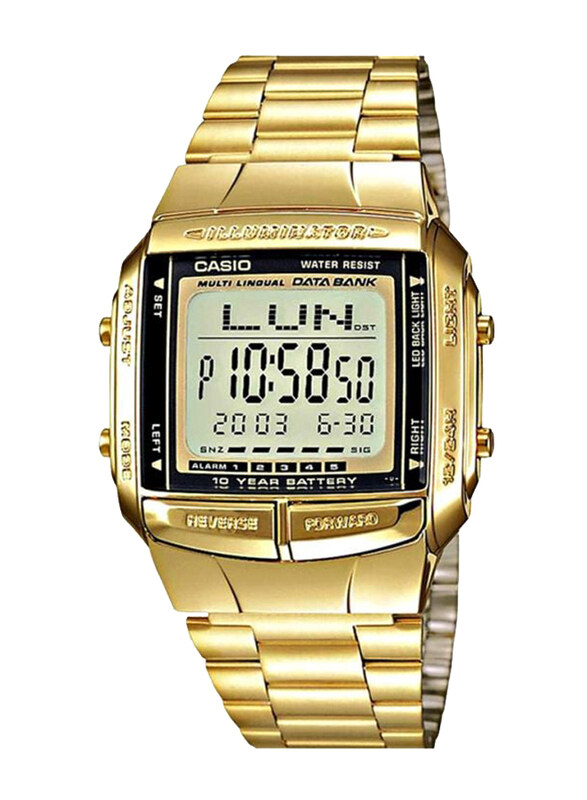 Casio Data Bank Digital Watch for Men with Stainless Steel Band, Water Resistant, WatchDB-360G-9ADF, Gold-Grey
Casio Data Bank Digital Watch for Men with Stainless Steel Band, Water Resistant, WatchDB-360G-9ADF, Gold-Grey