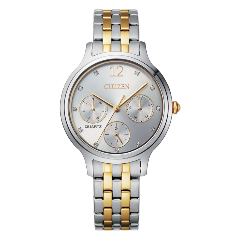 Citizen Analog Watch for Women with Stainless Steel Band, Water Resistant and Chronograph, ED8184-51A, Silver/gold-Silver
Citizen Analog Watch for Women with Stainless Steel Band, Water Resistant and Chronograph, ED8184-51A, Silver/gold-Silver
