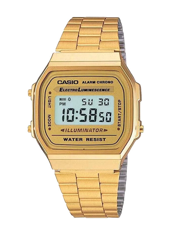 Casio Illuminator Digital Watch for Men with Stainless Steel Band, Water Resistant, A168WG-9, Gold-Transparent
Casio Illuminator Digital Watch for Men with Stainless Steel Band, Water Resistant, A168WG-9, Gold-Transparent
