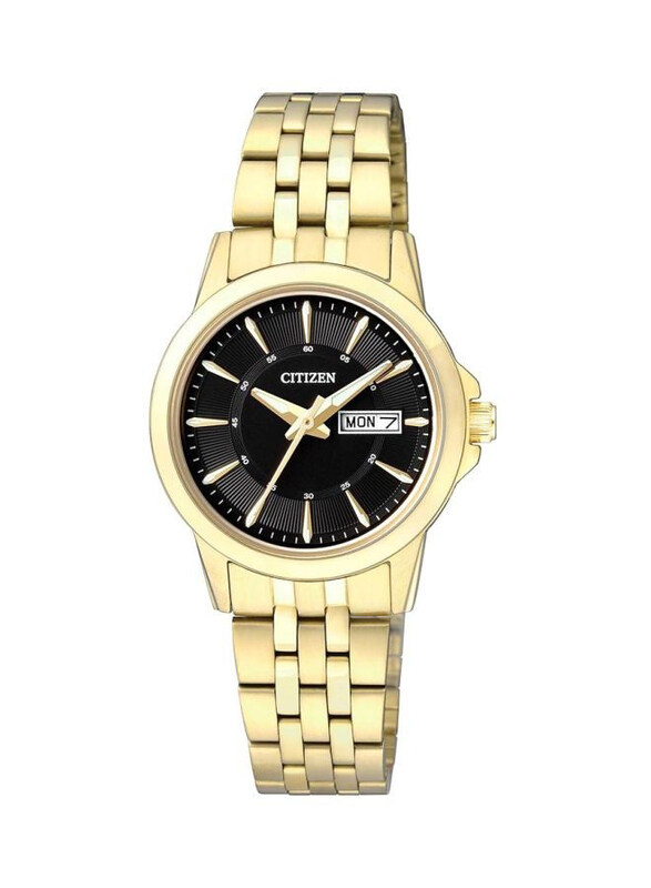 Citizen Analog Watch for Women with Stainless Steel Band, Water Resistant, EQ0603-59E, Gold-Black
Citizen Analog Watch for Women with Stainless Steel Band, Water Resistant, EQ0603-59E, Gold-Black