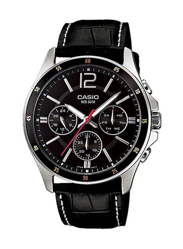 Casio Analog Watch for Men with Leather Band, Water Resistant, MTP-1374L-1ADF, Black
Casio Analog Watch for Men with Leather Band, Water Resistant, MTP-1374L-1ADF, Black