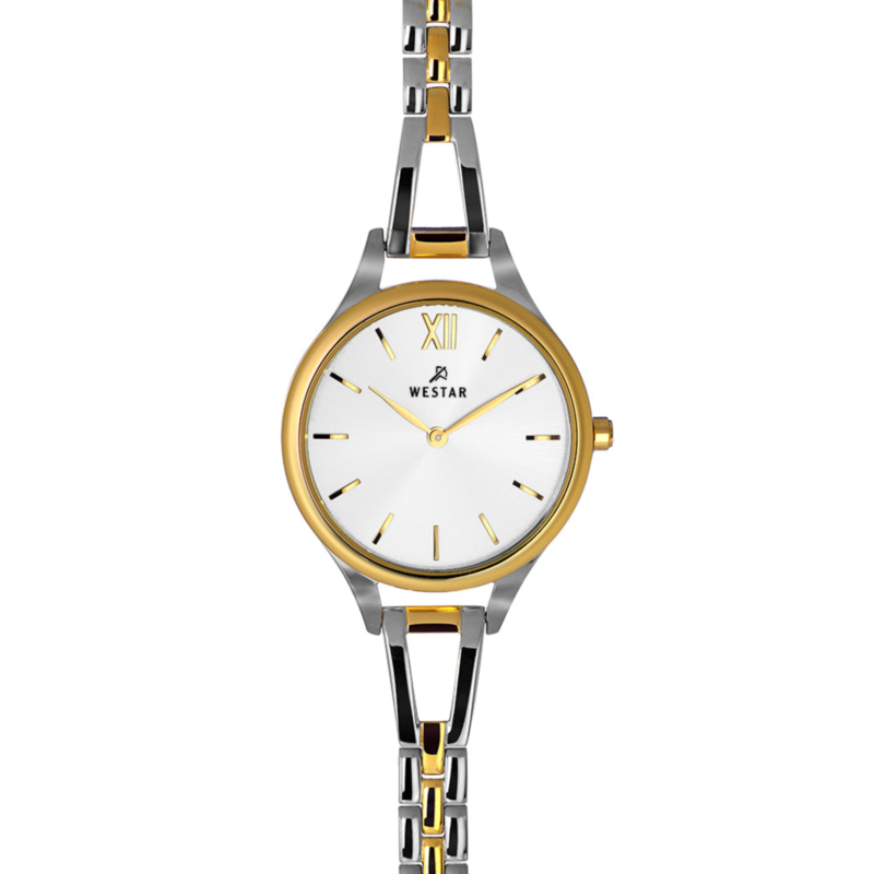 Westar Analog Watch for Women with Stainless Steel Band, Water Resistant, 00124CBN101, Silver/gold-White
Westar Analog Watch for Women with Stainless Steel Band, Water Resistant, 00124CBN101, Silver/gold-White