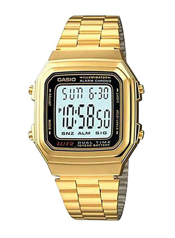 Casio Digital Watch for Men with Stainless Steel Band, Water Resistant, A178WGA-1ADF, Gold-Blue
Casio Digital Watch for Men with Stainless Steel Band, Water Resistant, A178WGA-1ADF, Gold-Blue
