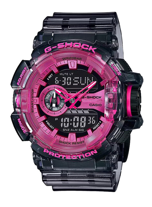 G-Shock Analog + Digital Quartz Watch for Men with Resin Band, Water Resistant, GA-400SK-1A4DR, Black-Black/Pink
G-Shock Analog + Digital Quartz Watch for Men with Resin Band, Water Resistant, GA-400SK-1A4DR, Black-Black/Pink